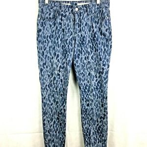 Pilcro And The Letterpress Pants Womens Sz 28 Blue Leopard Print Mid Rise Skinny